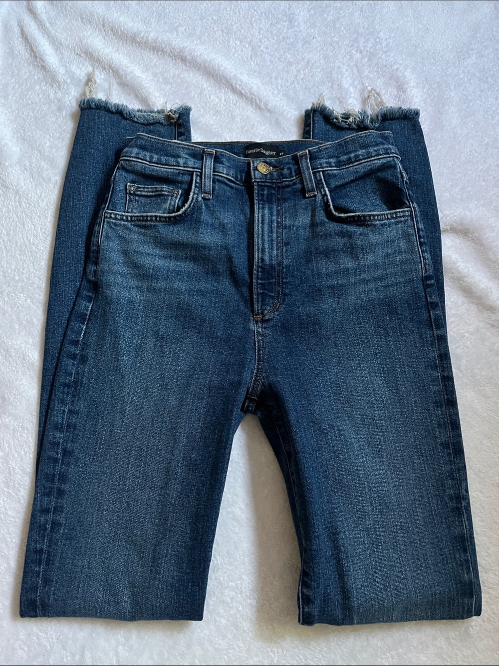 Favorite Daughter High Waisted Split Raw Hem Jeans